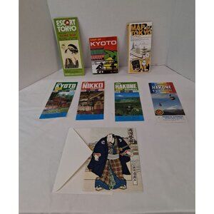 Lot of 8 VTG Japan Ephemera 1980s Travel Brochures, Maps, Tokyo + Greeting Card